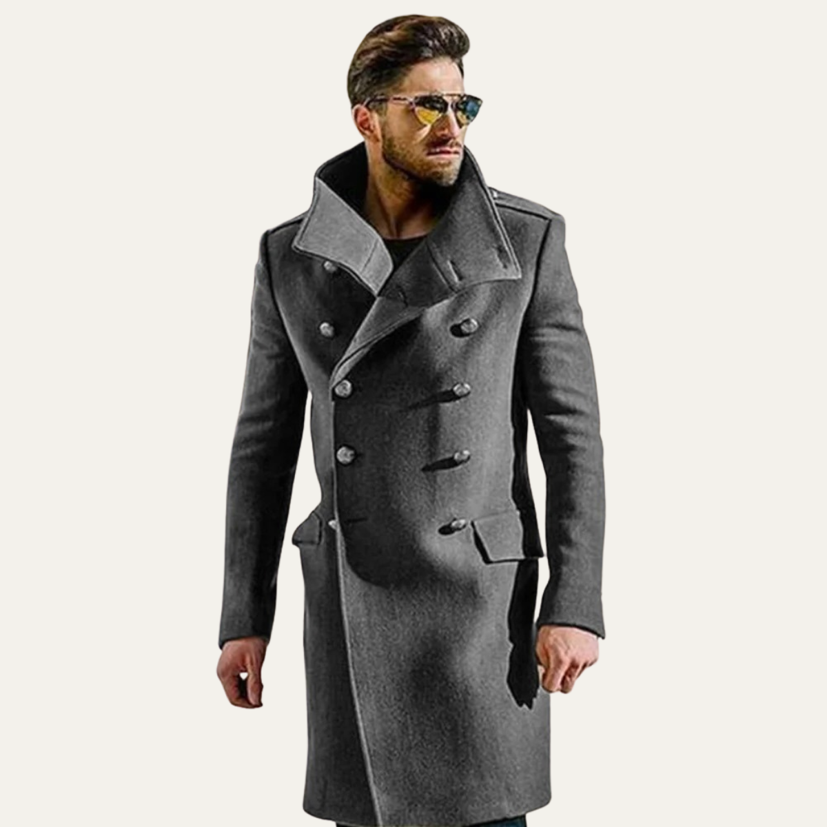 The Stratford Men’s Double Breasted Long Wool Trench Coat