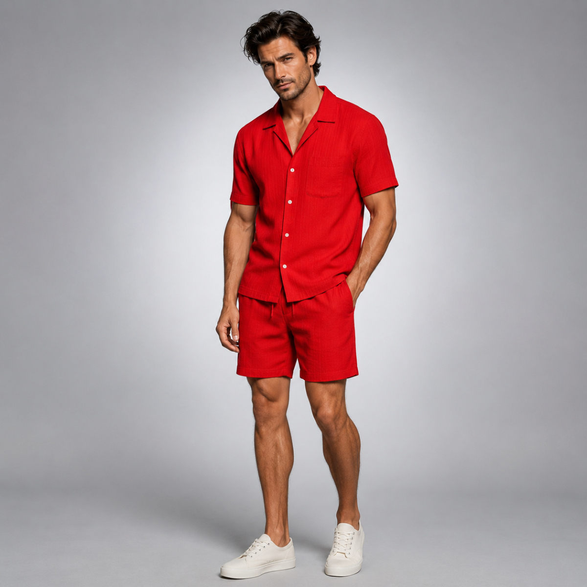 The Meadowhill Men’s Breathable Trendy Summer Set – Shirt & Shorts