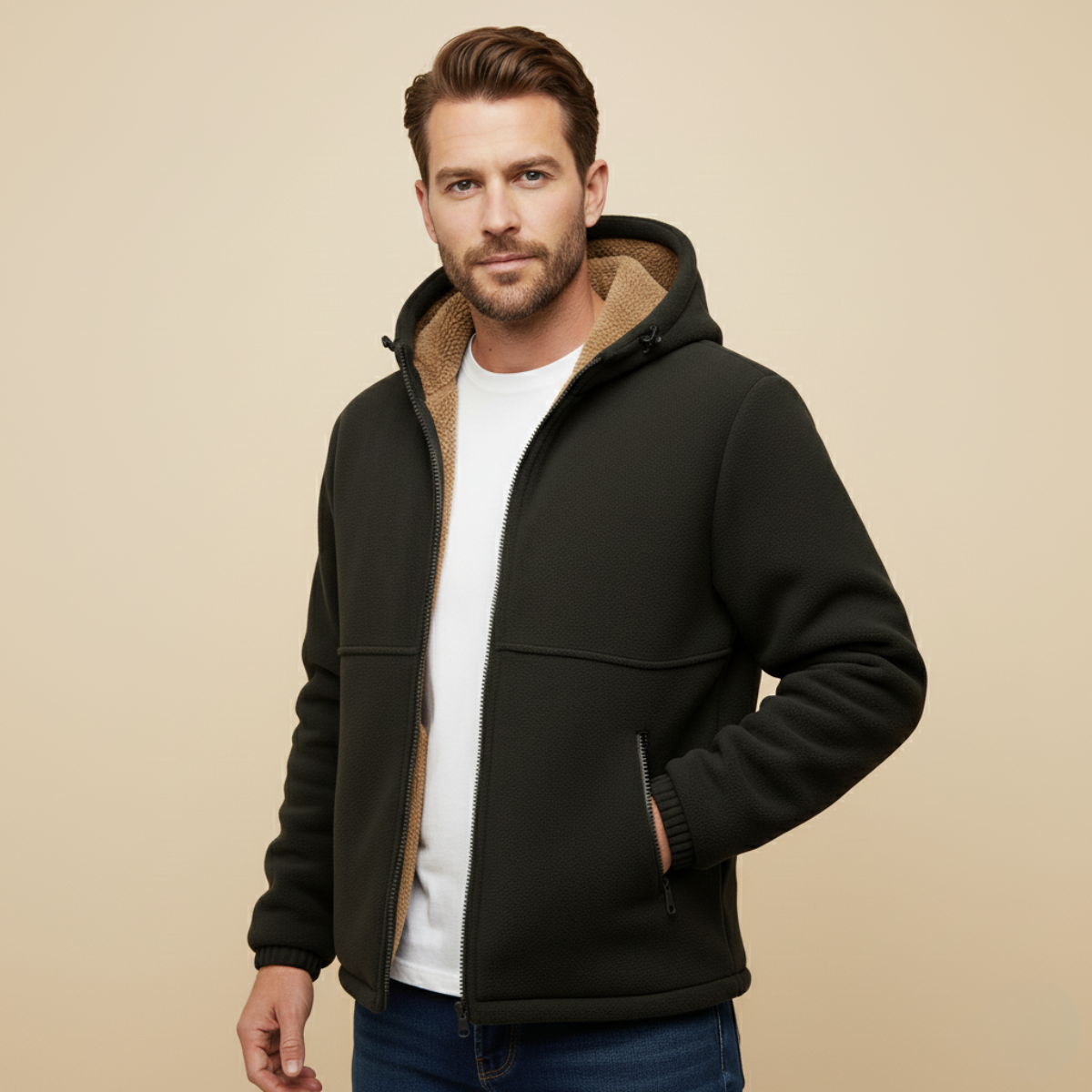 The Hearthstone Men’s Fleece Lined Warm Hooded Jacket