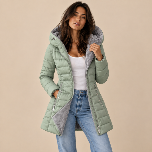 Women's Fur Hooded Puffer Coat – Long Quilted Winter Jacket