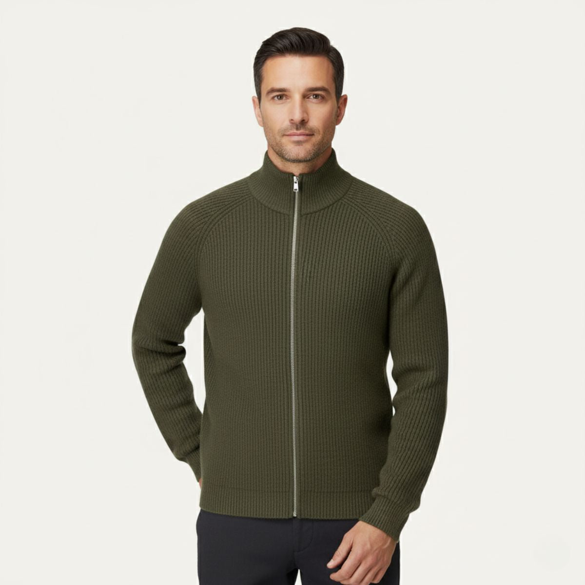 The Richmond Men’s Elegant Merino Wool Zip Up Cardigan