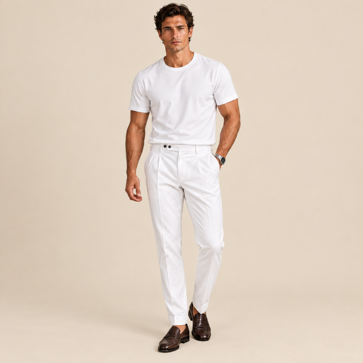 The Brianza Men’s Vintage High Waist Linen Dress Pants