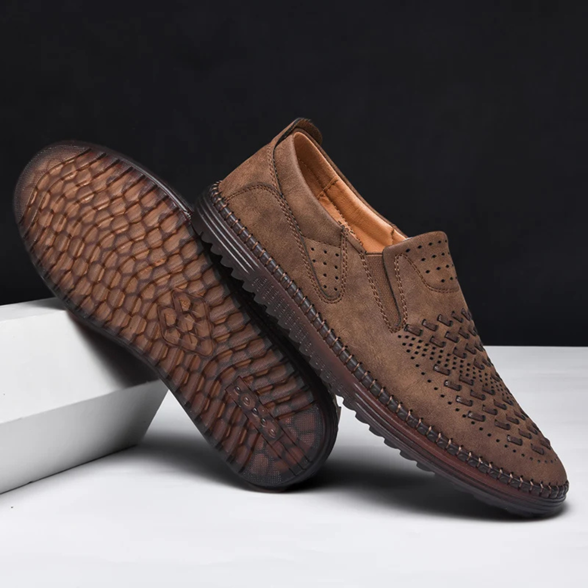 The Silverlake Men's Handmade Faux Leather Slip On Loafers