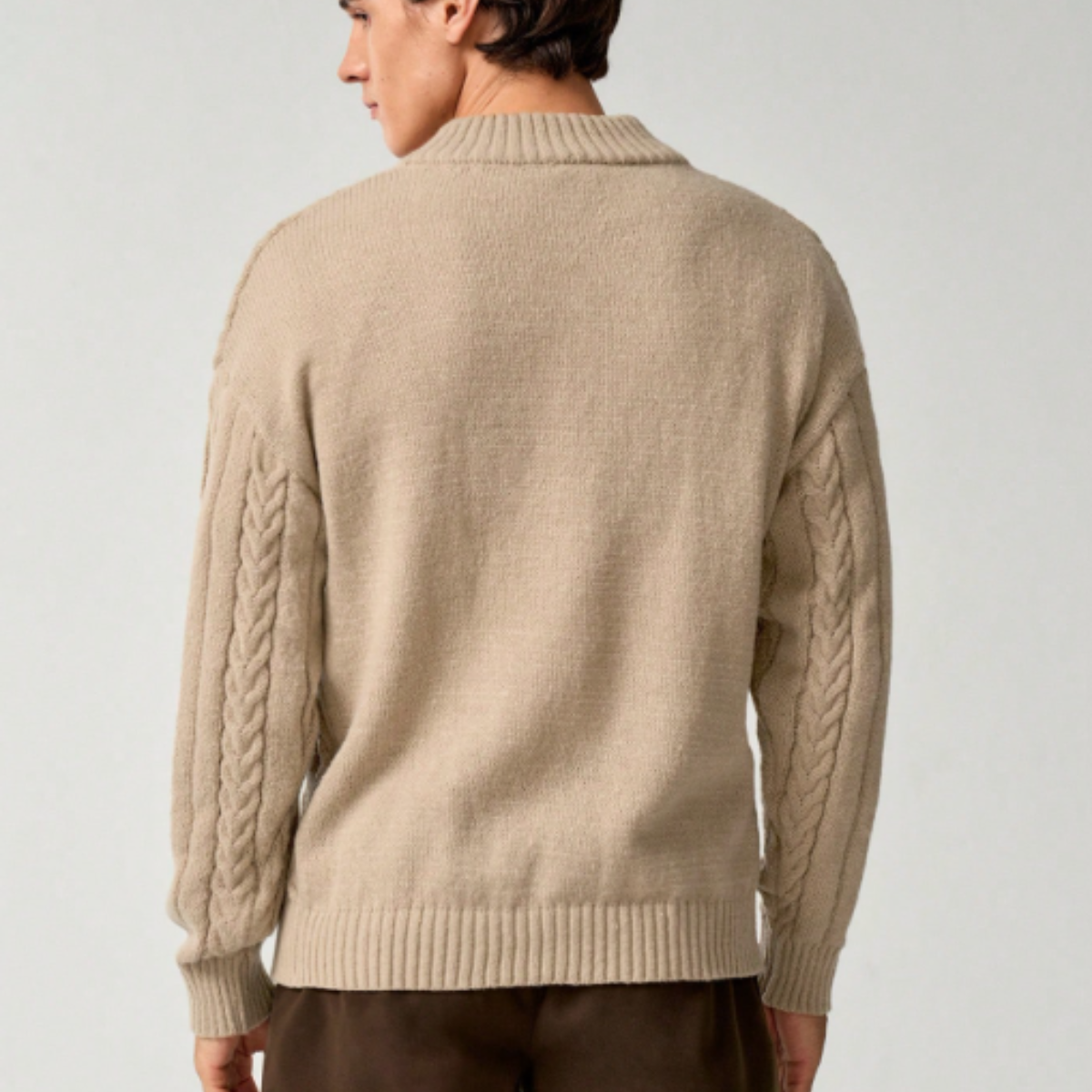 The Silverlark Men's Warm Chunky Knit Cable Knit Half Zip Sweater