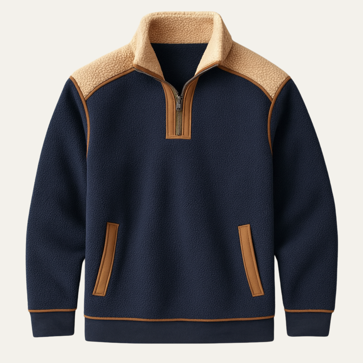 The Garda Men's Vintage Color Block Quarter Zip Fleece Sweater