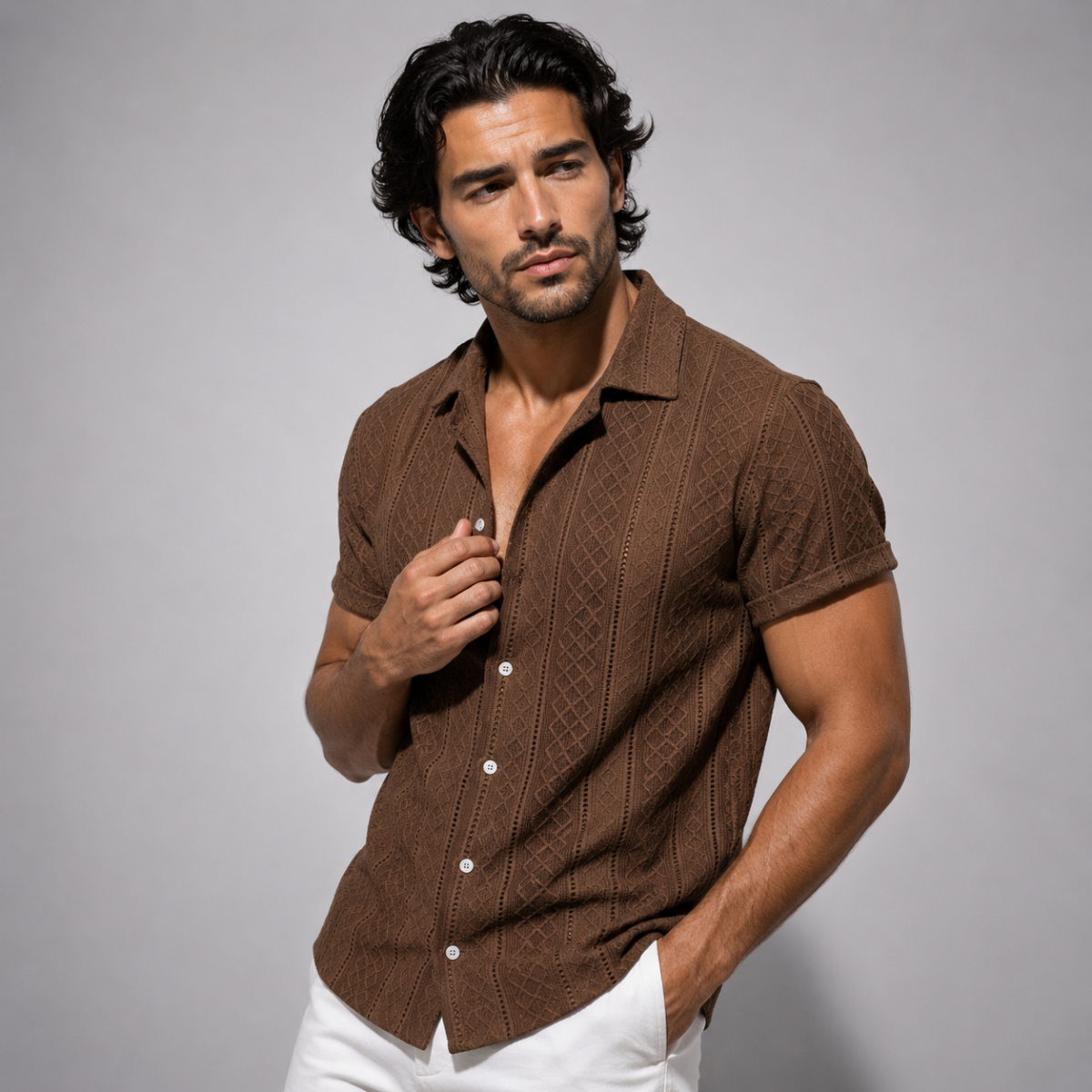 The Foxbrook Men’s Soft Textured Button Up Shirt
