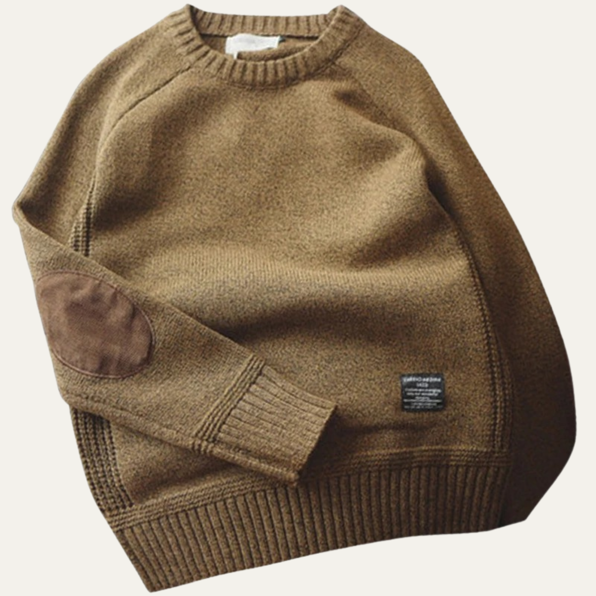 The Porta Romana Men's Knitted Crew Neck Sweater with Elbow Patches