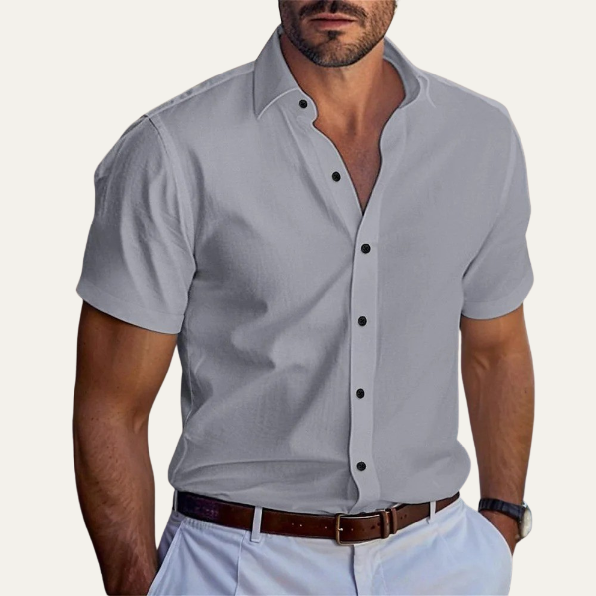 The Belluno Men’s Casual Business Solid Button Up Shirt