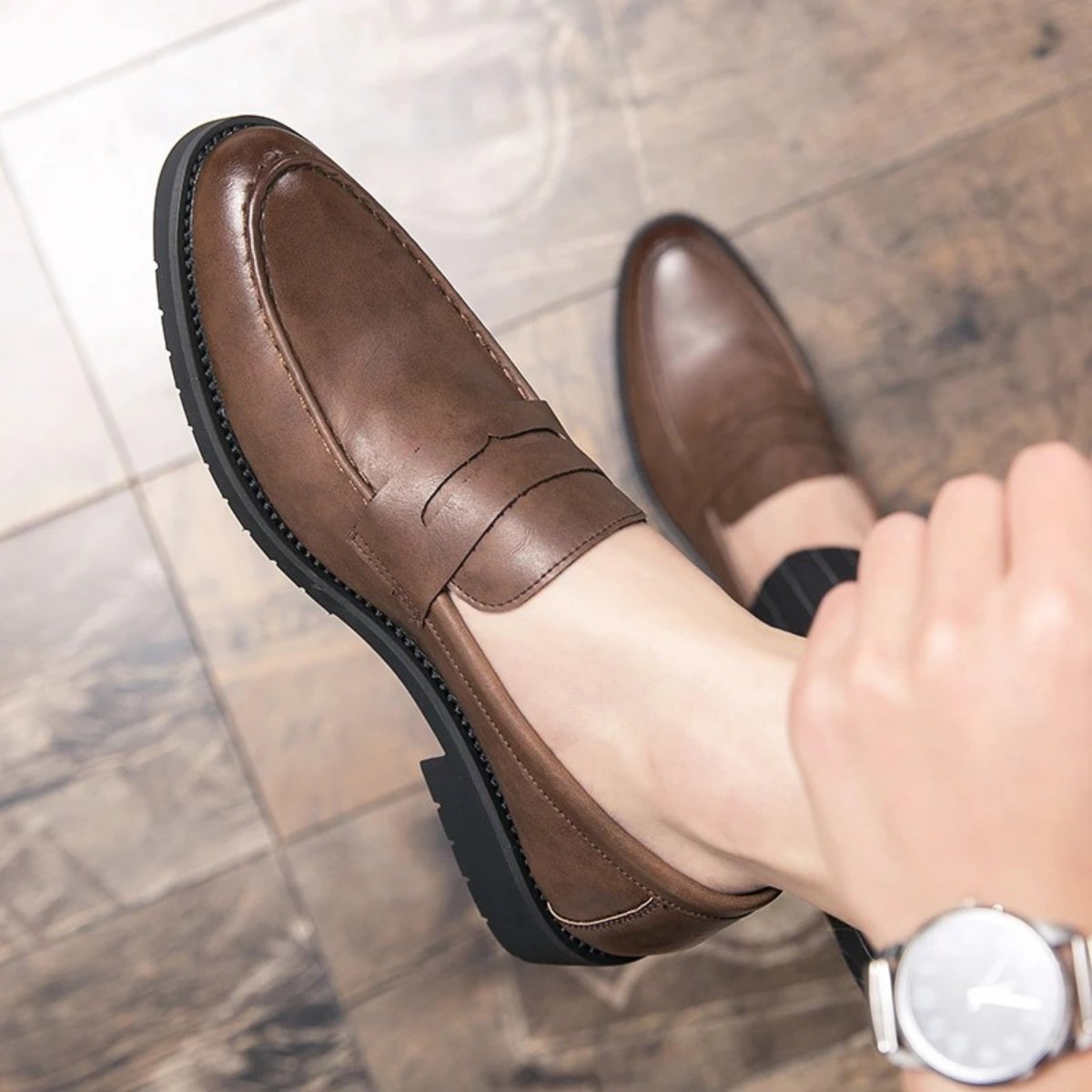 The Crestfield Men’s Soft Faux Leather Slip On Business Loafers