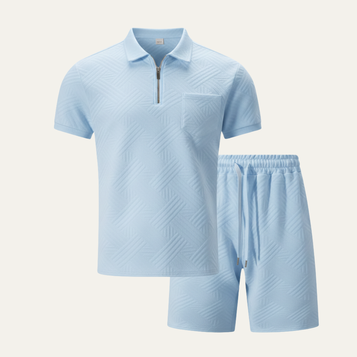 The Brookview Men’s Jacquard Casual Summer Set – Shirt & Shorts