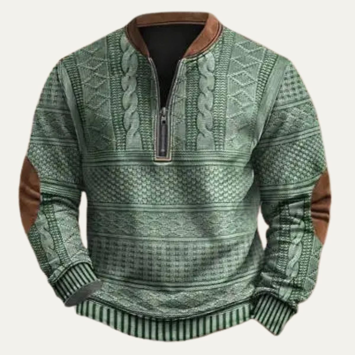 The Palermo Men’s Stylish Patterned Half Zip Sweater with Elbow Patches