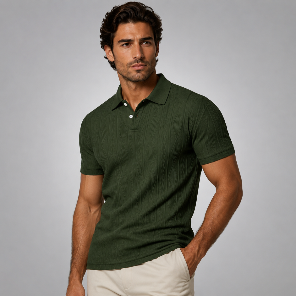 The Willowstone Ridge Men’s Textured Button Up Trendy Polo Shirt