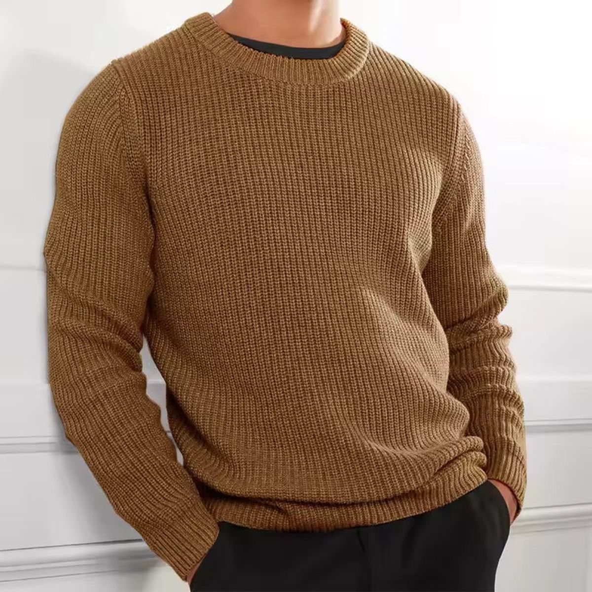 The Tokyo Merino Wool Ribbed O Neck Sweater