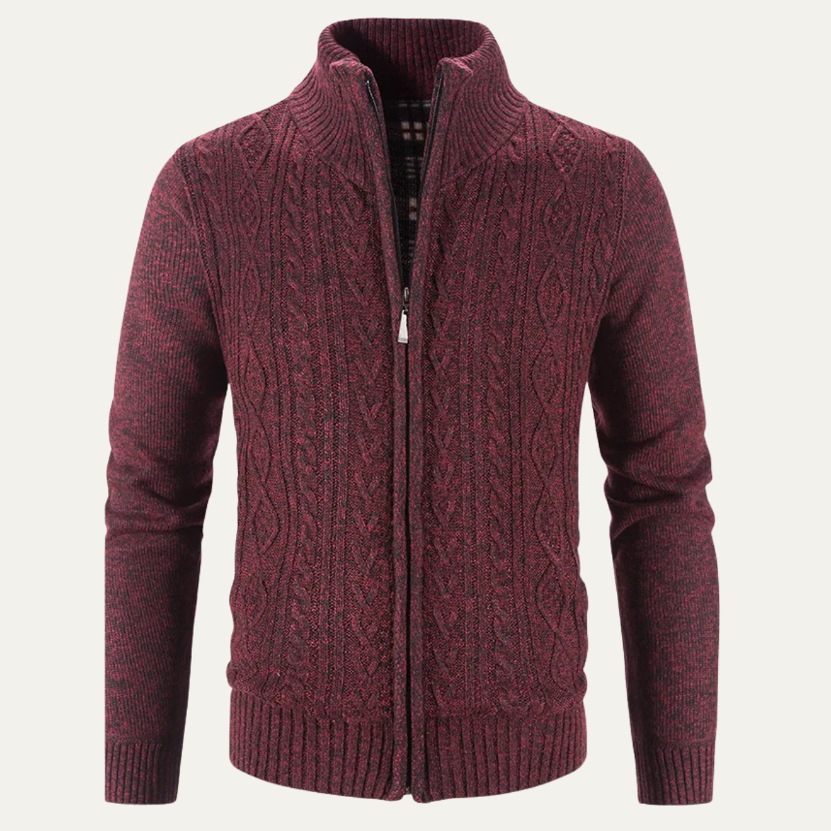 The Pienza Men’s Warm Fleece Zip Up Knit Jacket