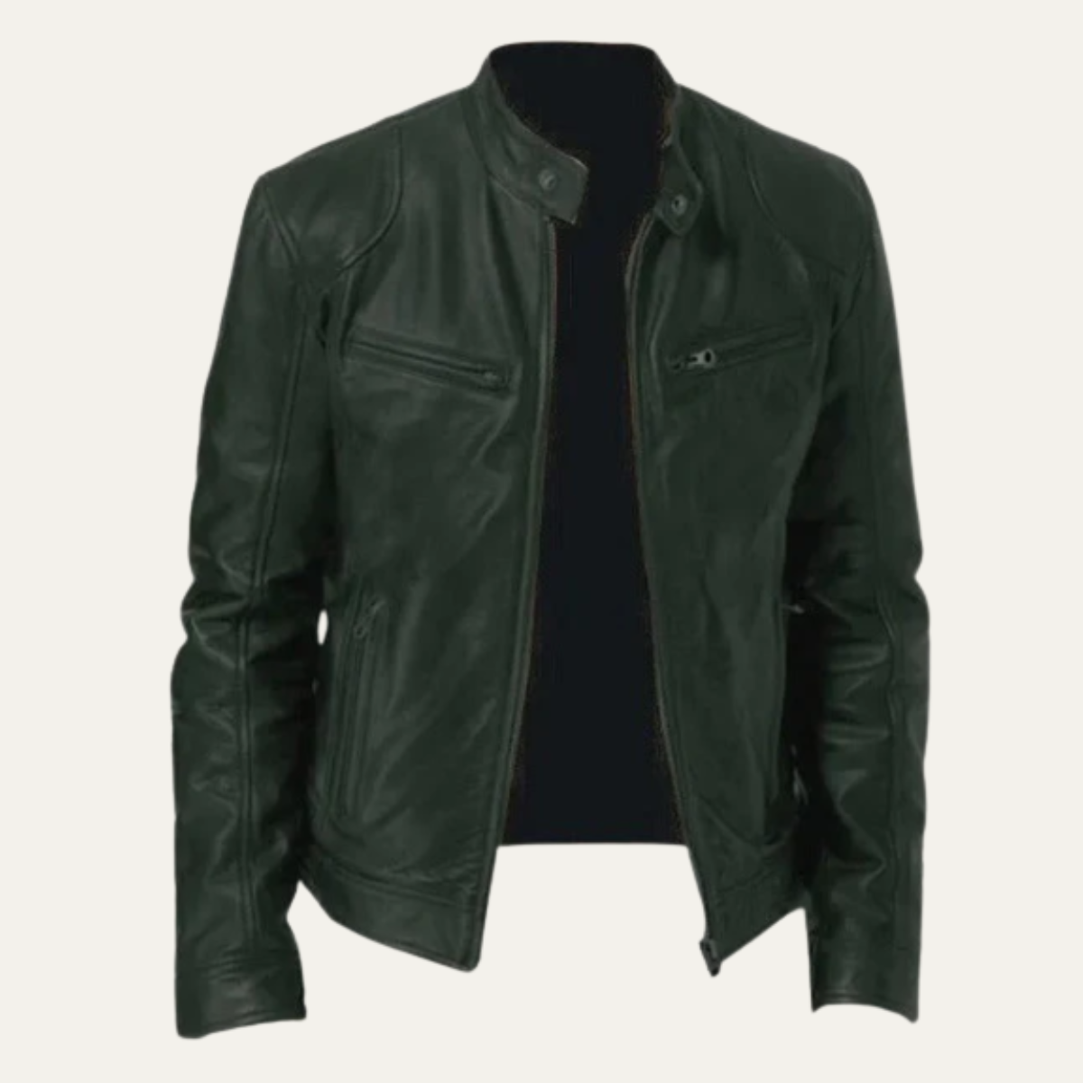 Men's Leather Jacket Burgundy Zip Up