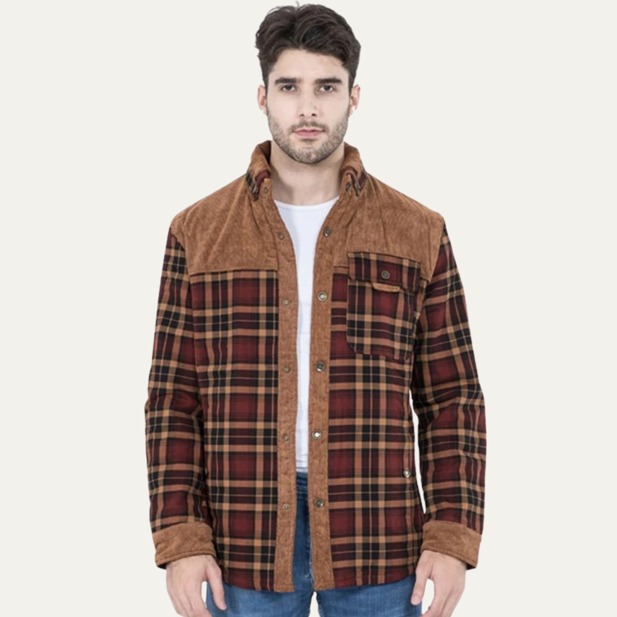 The Verbania Men’s Check Plaid Fleece Lined Flannel Jacket