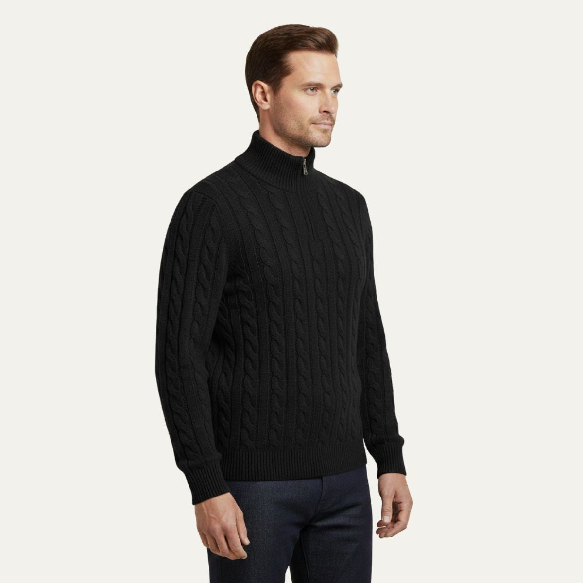 The Genève Old Money Half Zip Sweater for Men - 100% Merino Wool