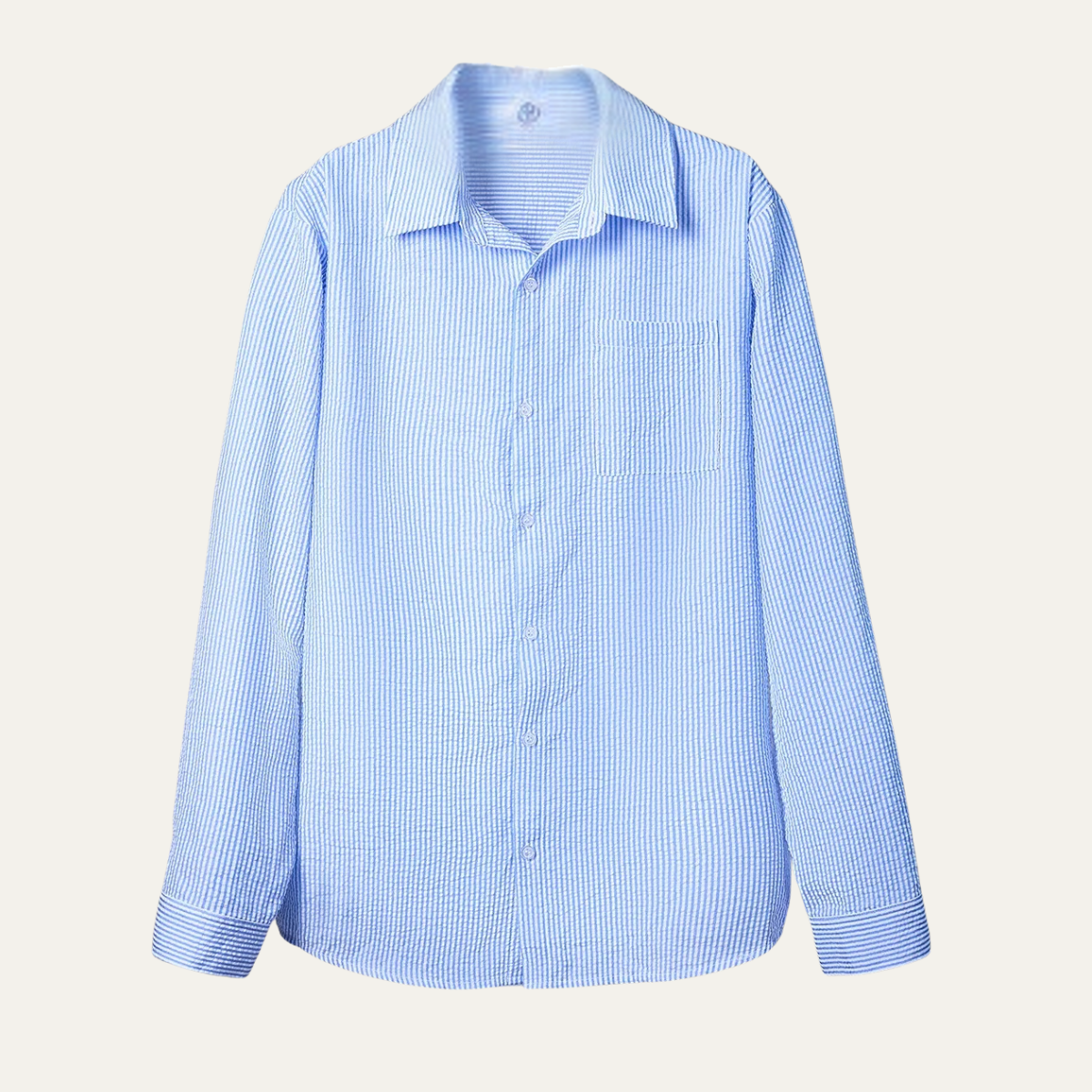 The Maplecrest Park Men’s Lightweight Blue Striped Linen Button Up Shirt