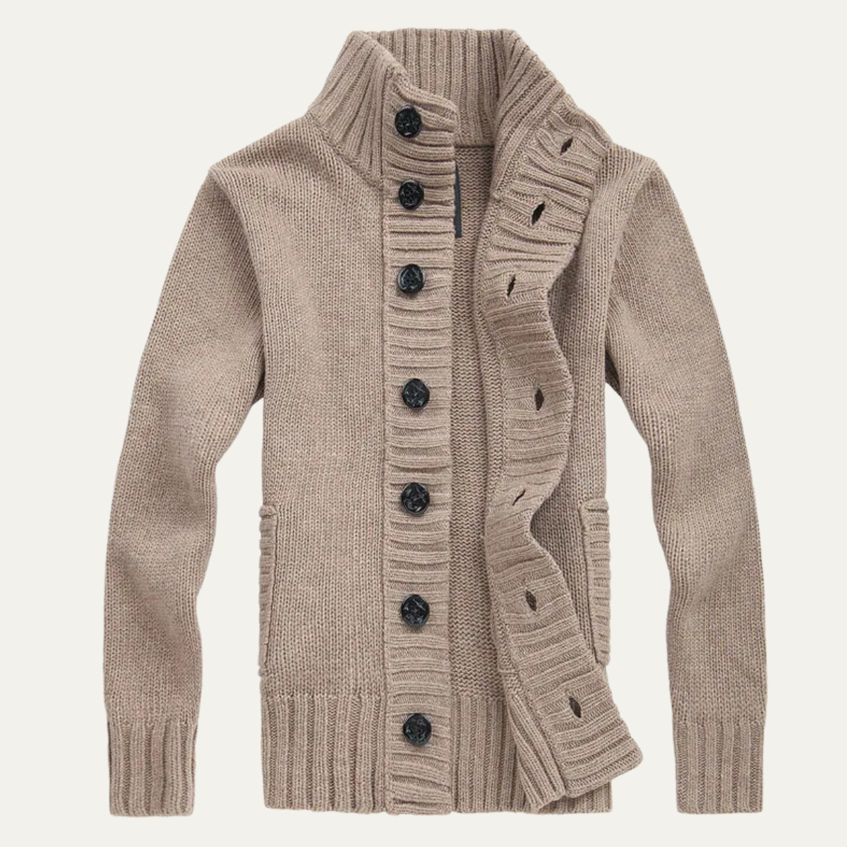 The Athens Men’s Winter Front Button Stand Collar Knit Cardigan