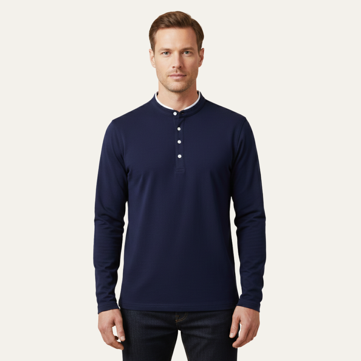 The Willowlake Ridge Men’s  Cotton Slim Fit Mandarin Collar Henley T Shirt