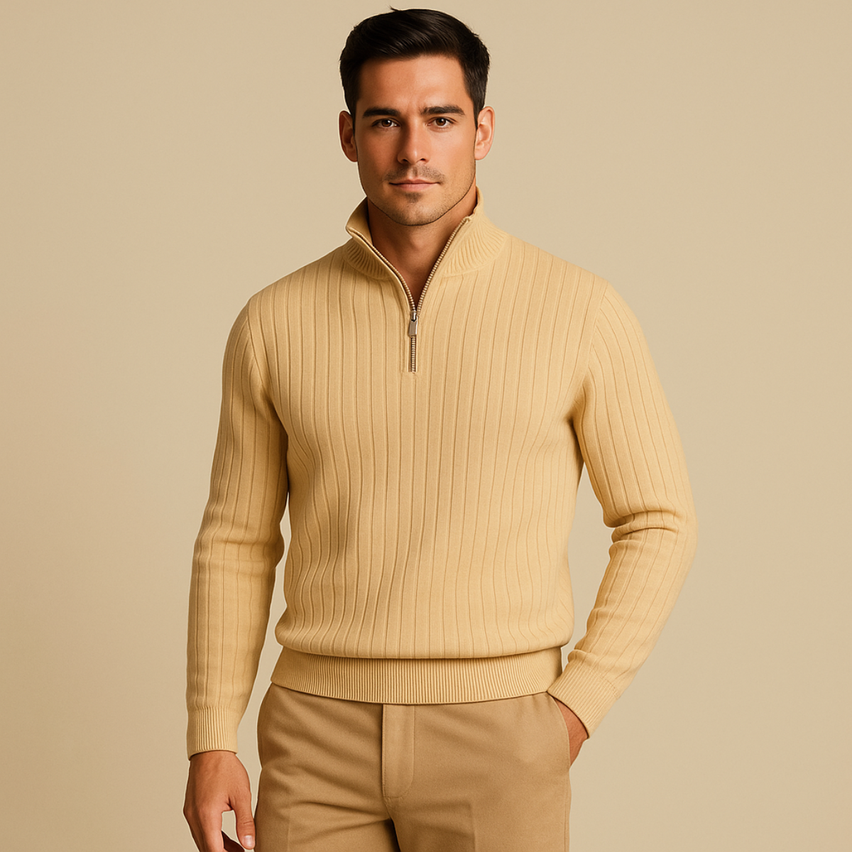 The Ashford Ribbed Half Zip Sweater for Men