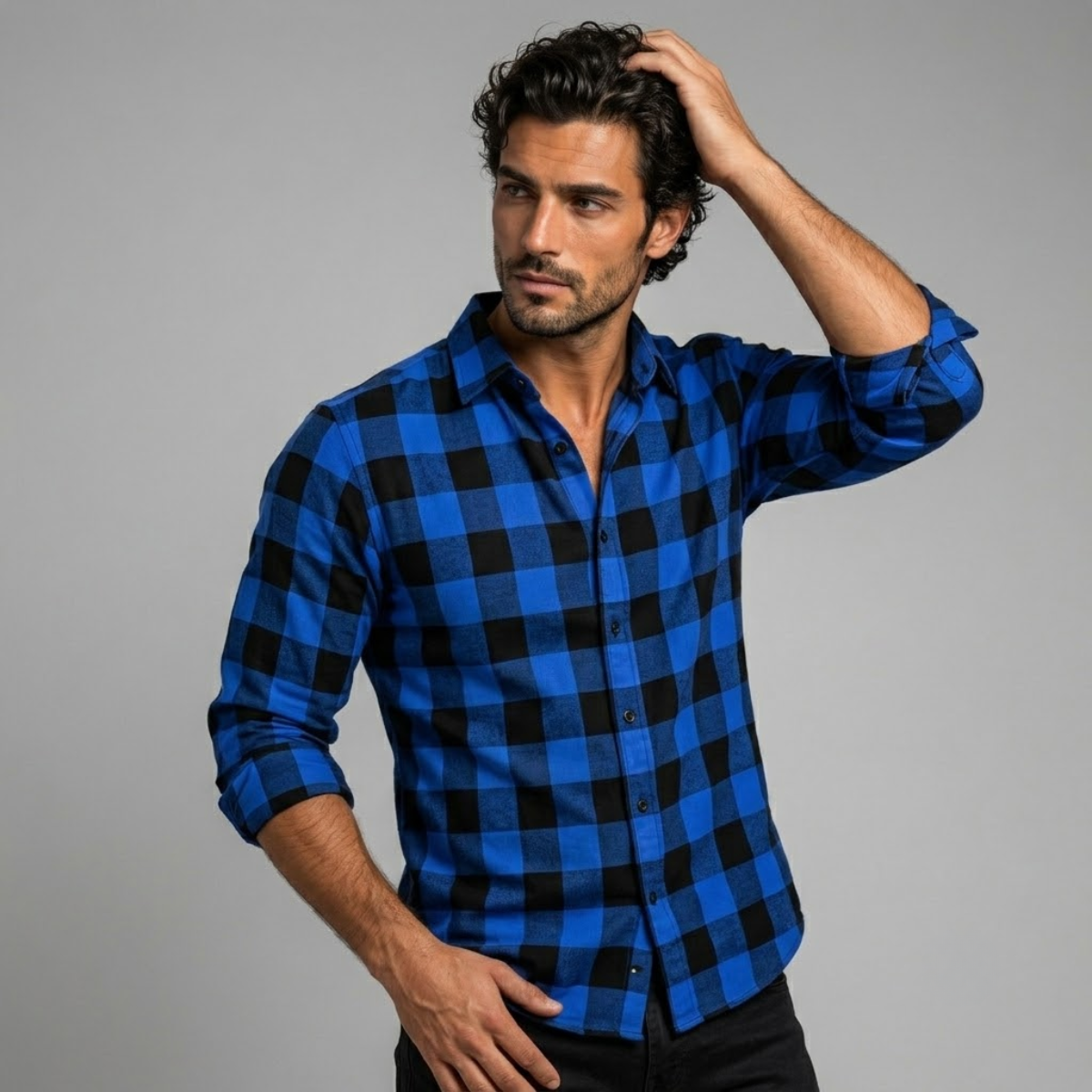 The Como Lago Men’s Casual Plaid Button Up Shirt