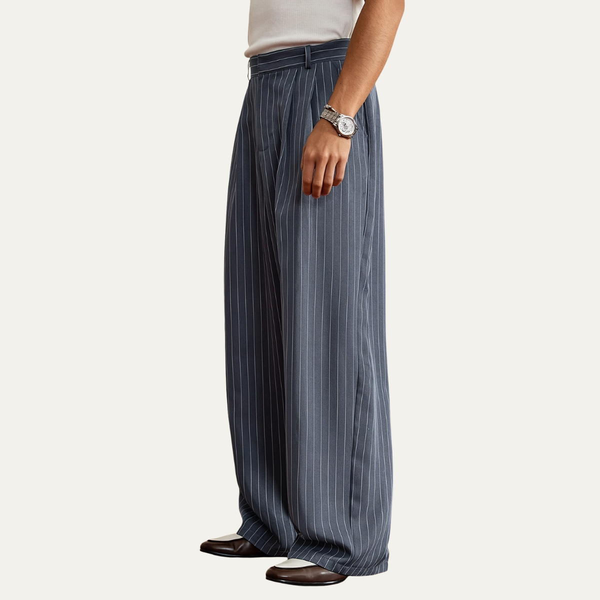 The Ascot Men’s Vintage Wide Leg Pinstripe Dress Pants