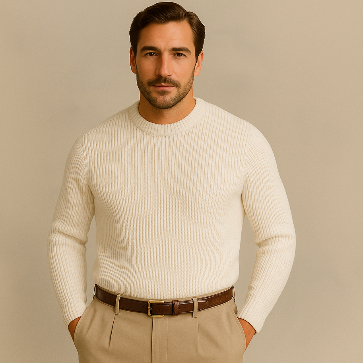The Tokyo Merino Wool Ribbed O Neck Sweater