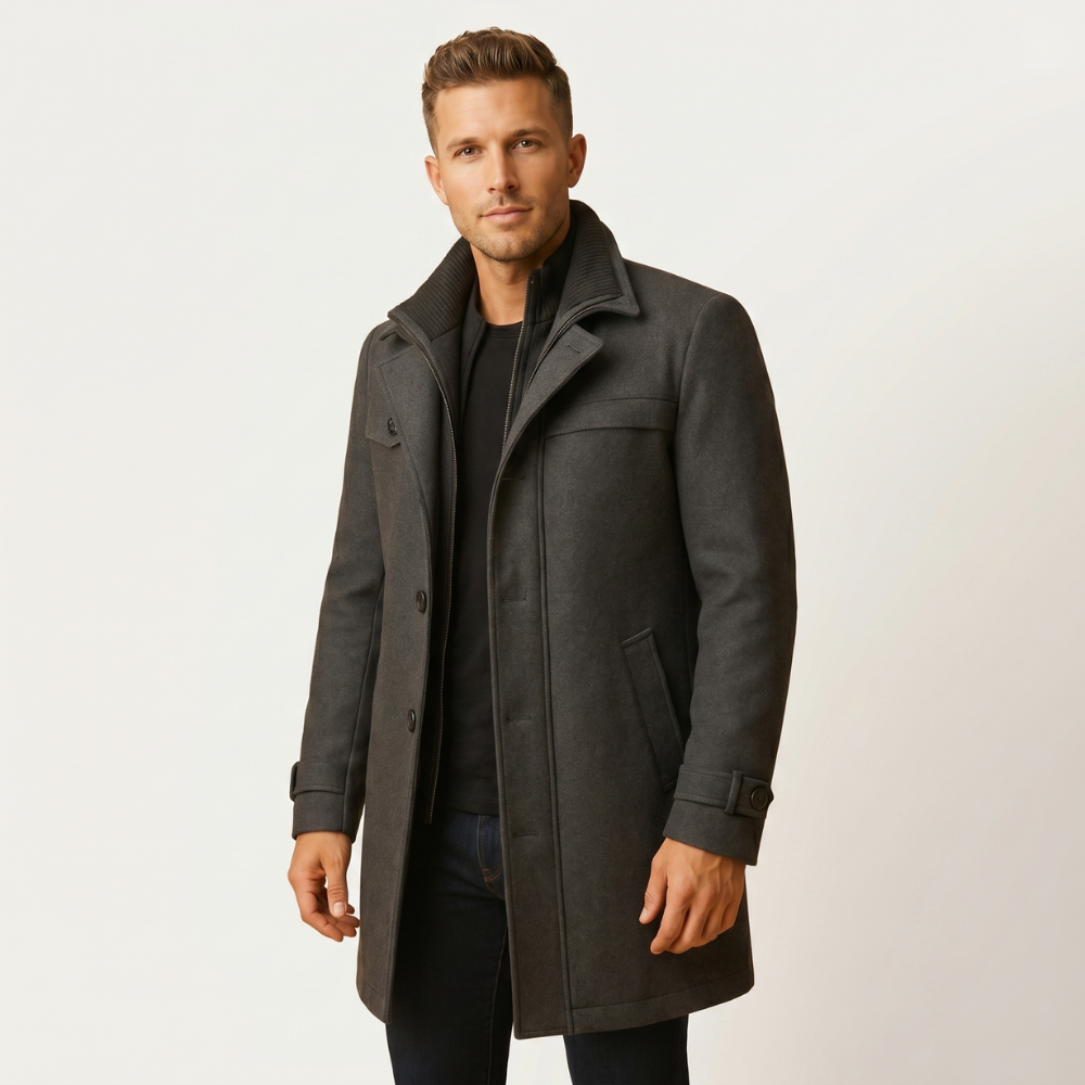 Men's Wool Blend Overcoat Black