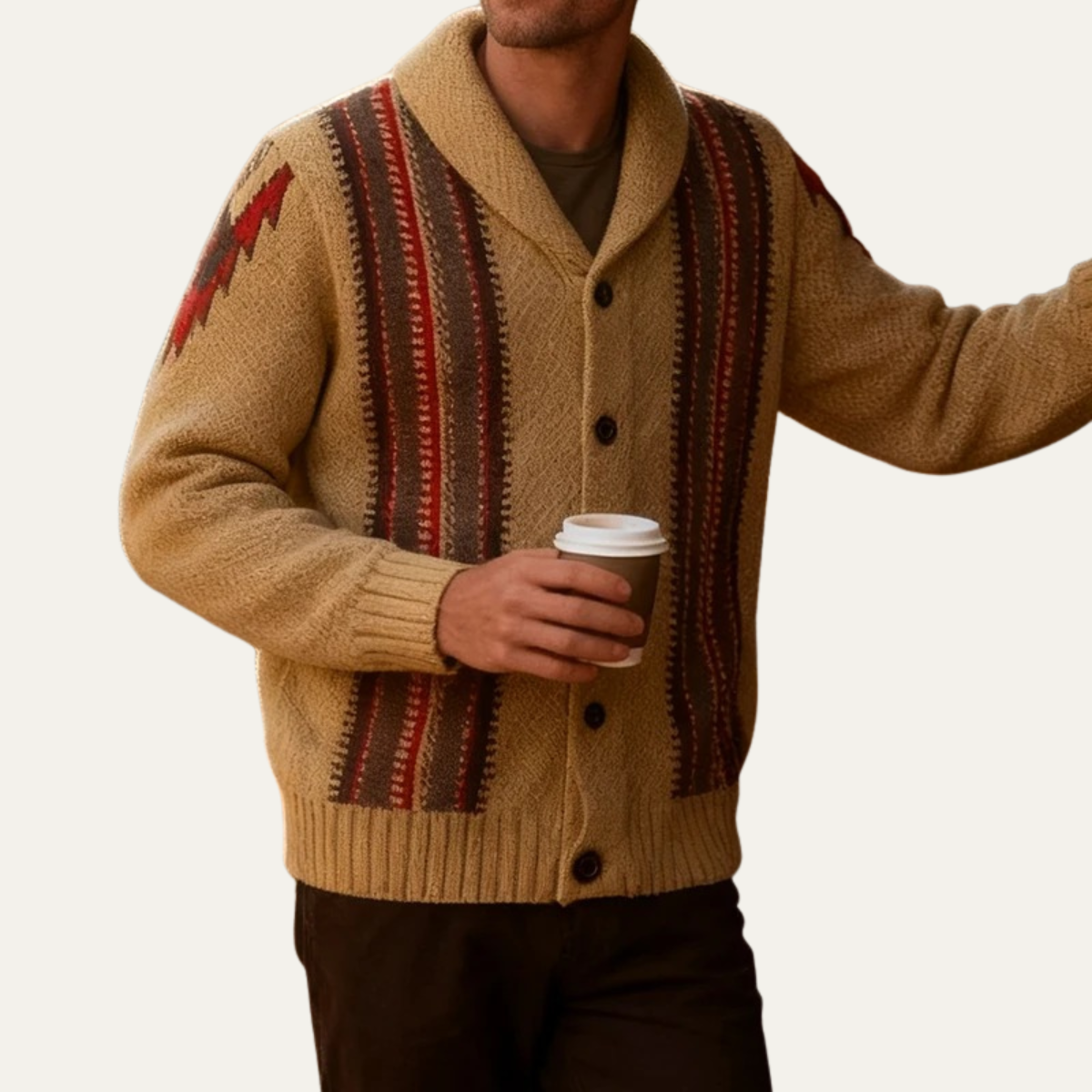 The Herculaneum Men’s Retro Shawl Striped Knit Cardigan