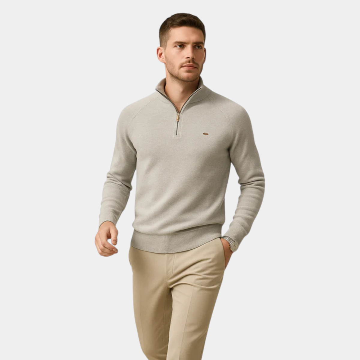 The Lignano Men’s Cotton Knit Smart Casual Quarter Zip Sweater