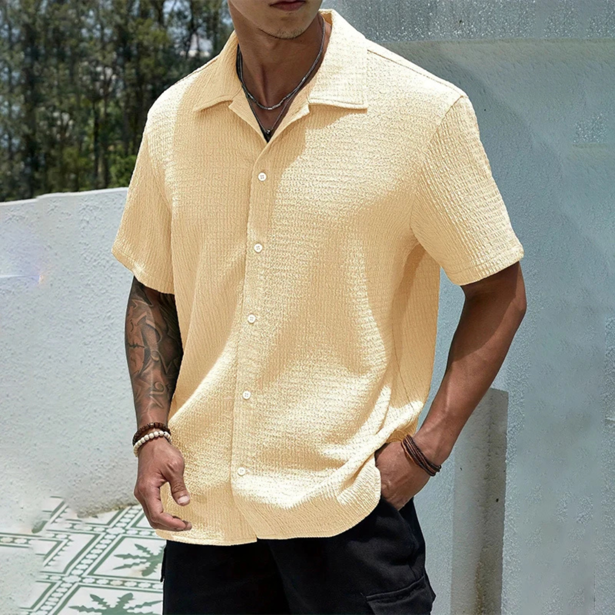 The Porta Romana Men’s Casual Streetwear Button Up Shirt