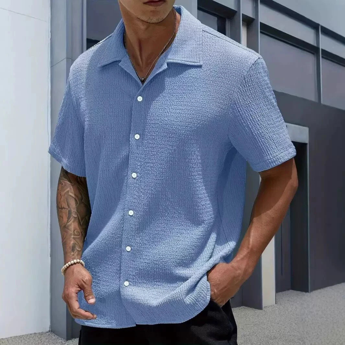 The Porta Romana Men’s Casual Streetwear Button Up Shirt