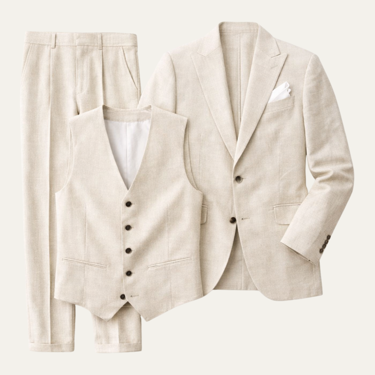 The Meadowlark Men’s Luxury 3 Piece Linen Summer Suit – Blazer, Vest &amp; Pants