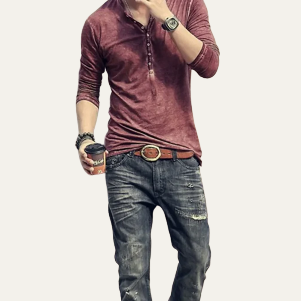 The Briarcliff Men’s Vintage Long Sleeve Henley Shirt