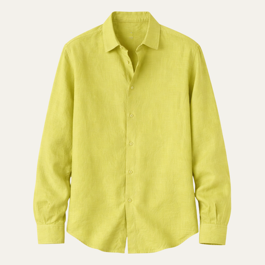 The Glenford Men’s Breathable Linen Cotton Shirt with Turn Down Collar