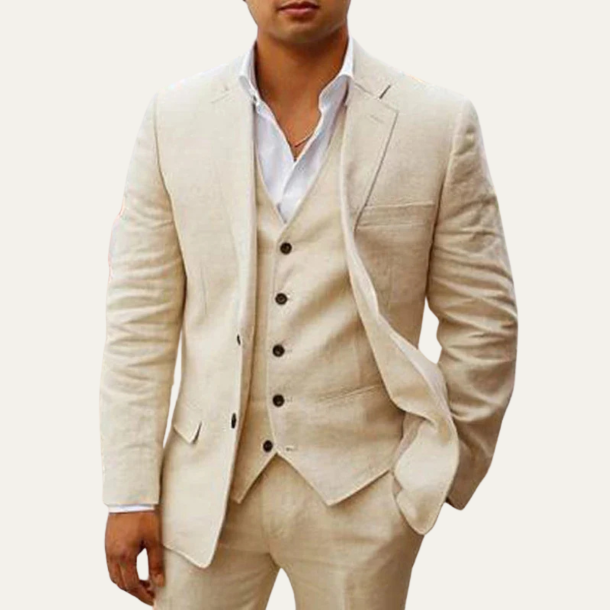 The Meadowlark Men’s Luxury 3 Piece Linen Summer Suit – Blazer, Vest & Pants