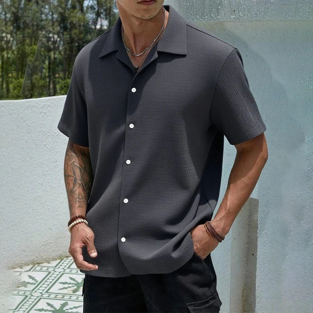 The Porta Romana Men’s Casual Streetwear Button Up Shirt