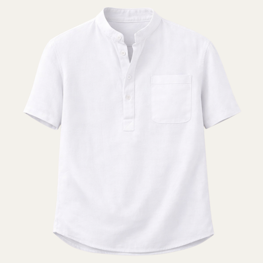 The Willowmeadow Men’s Breathable Cotton Linen Henley T Shirt