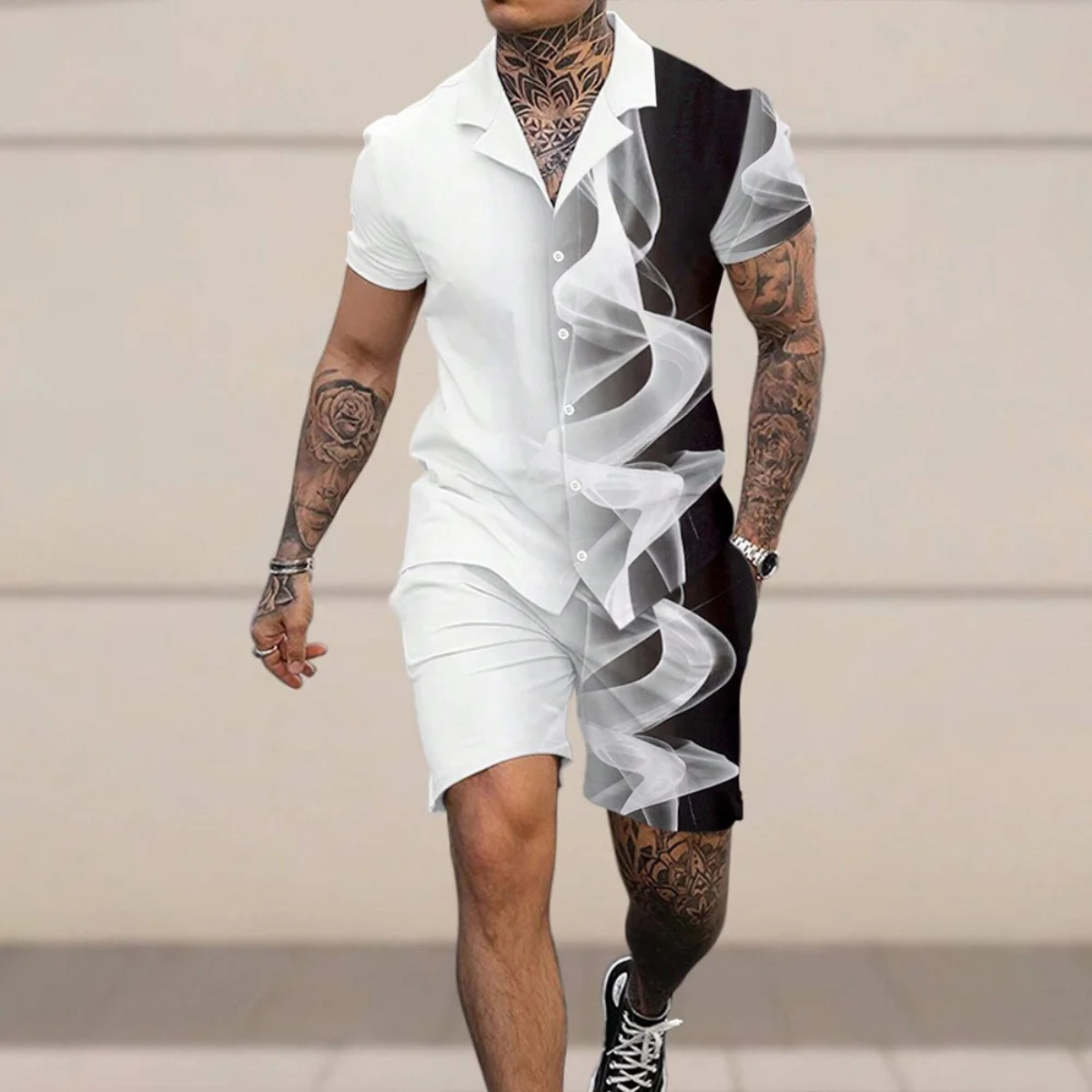 The Stonehill Men’s Retro Print Set – Shirt & Short