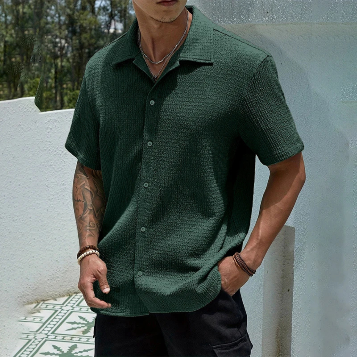 The Porta Romana Men’s Casual Streetwear Button Up Shirt