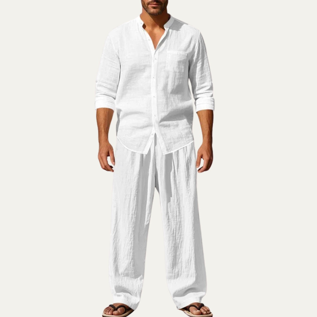 The Meadowwood Men’s Casual Linen Two Piece Set – Shirt & Pants