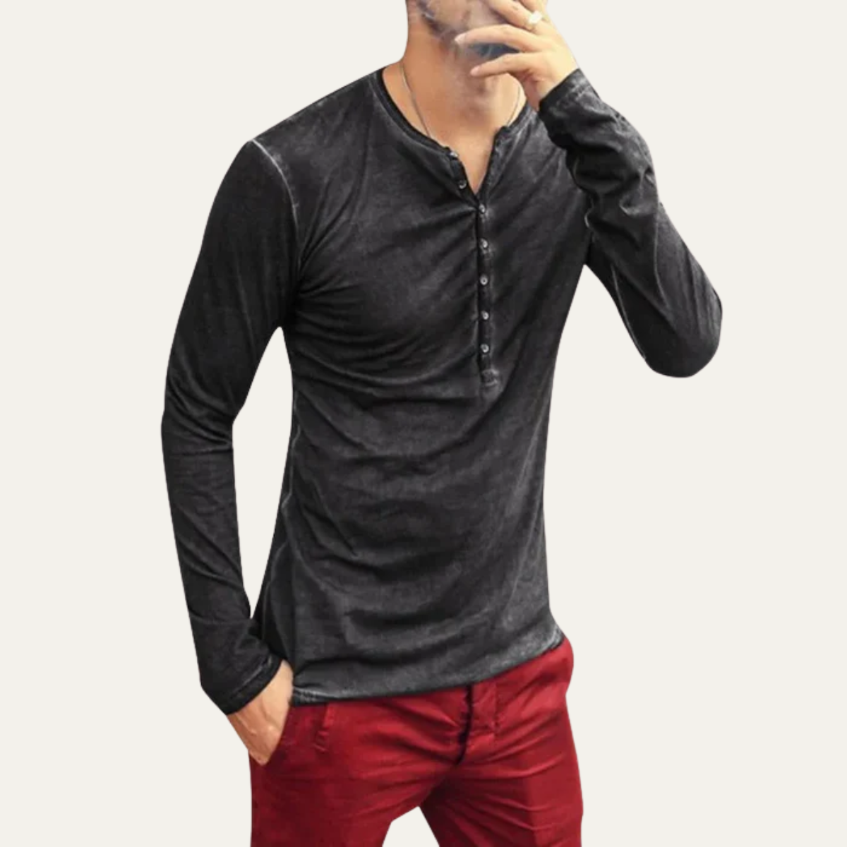 The Briarcliff Men’s Vintage Long Sleeve Henley Shirt