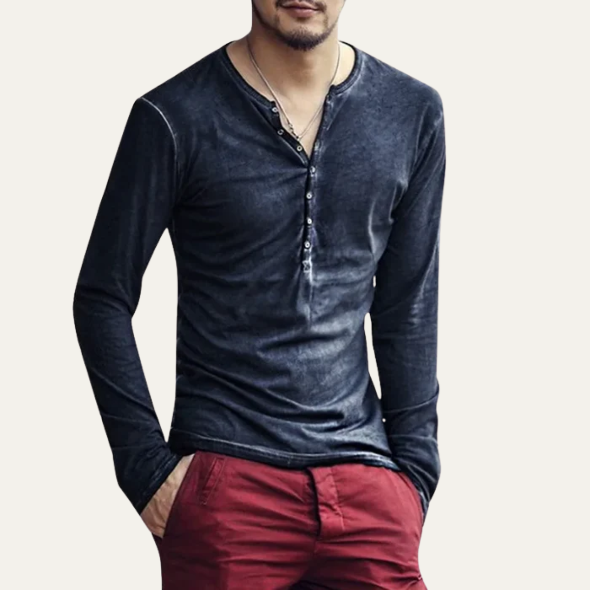 The Briarcliff Men’s Vintage Long Sleeve Henley Shirt