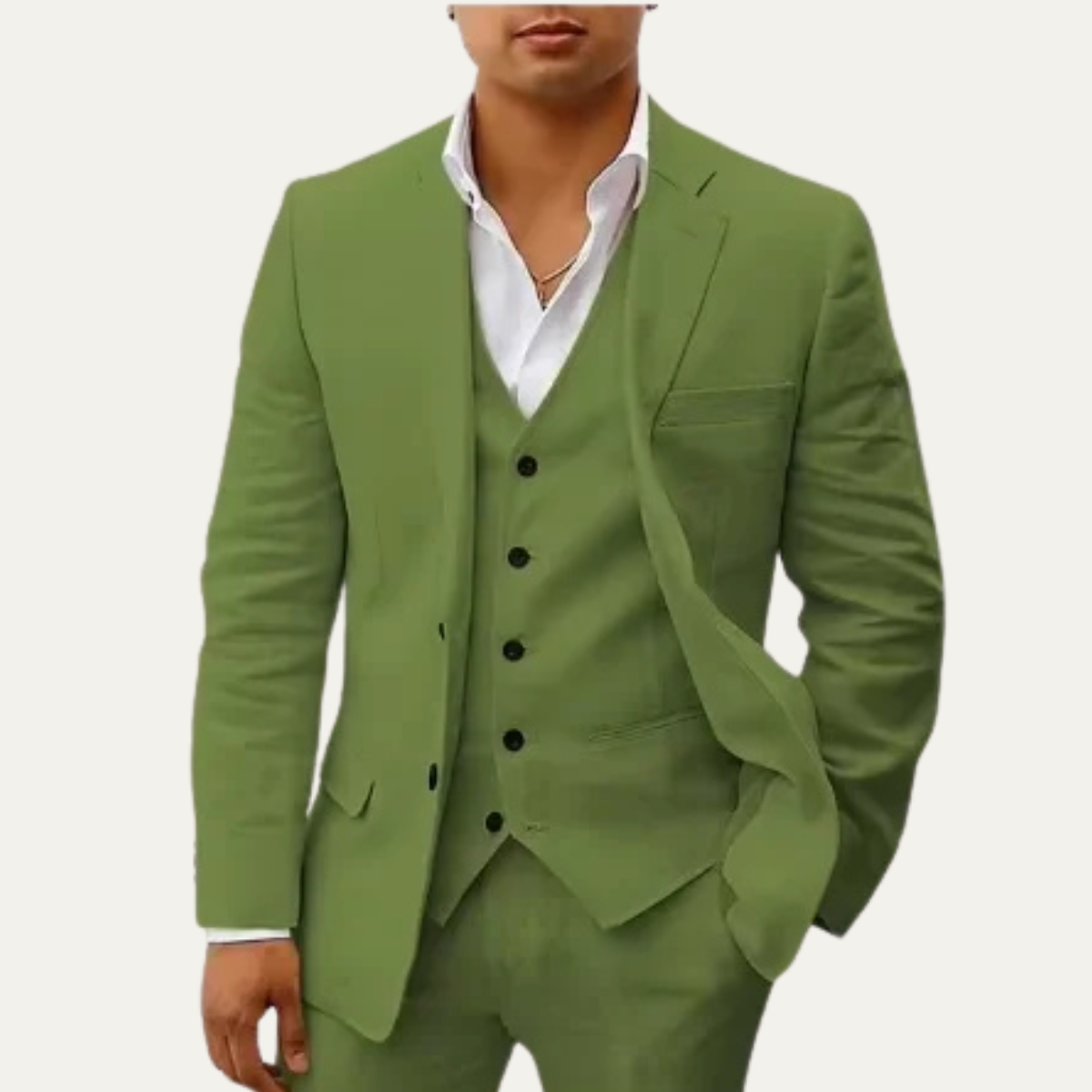 The Meadowlark Men’s Luxury 3 Piece Linen Summer Suit – Blazer, Vest & Pants
