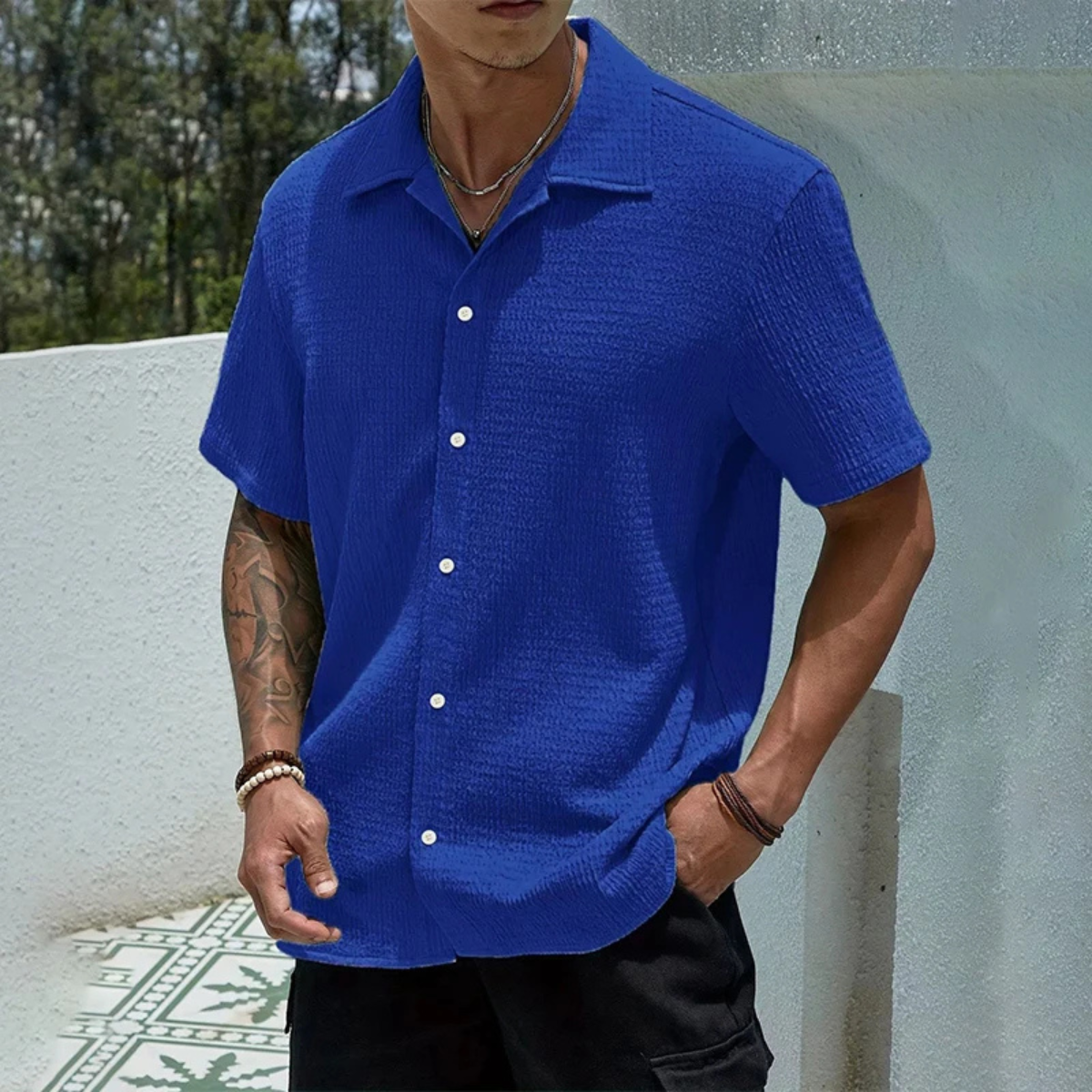 The Porta Romana Men’s Casual Streetwear Button Up Shirt