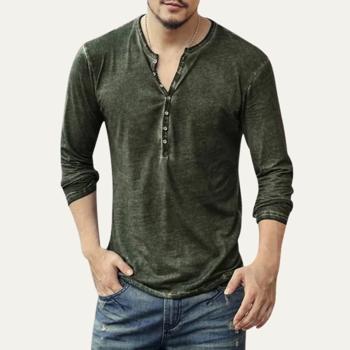 The Briarcliff Men’s Vintage Long Sleeve Henley Shirt