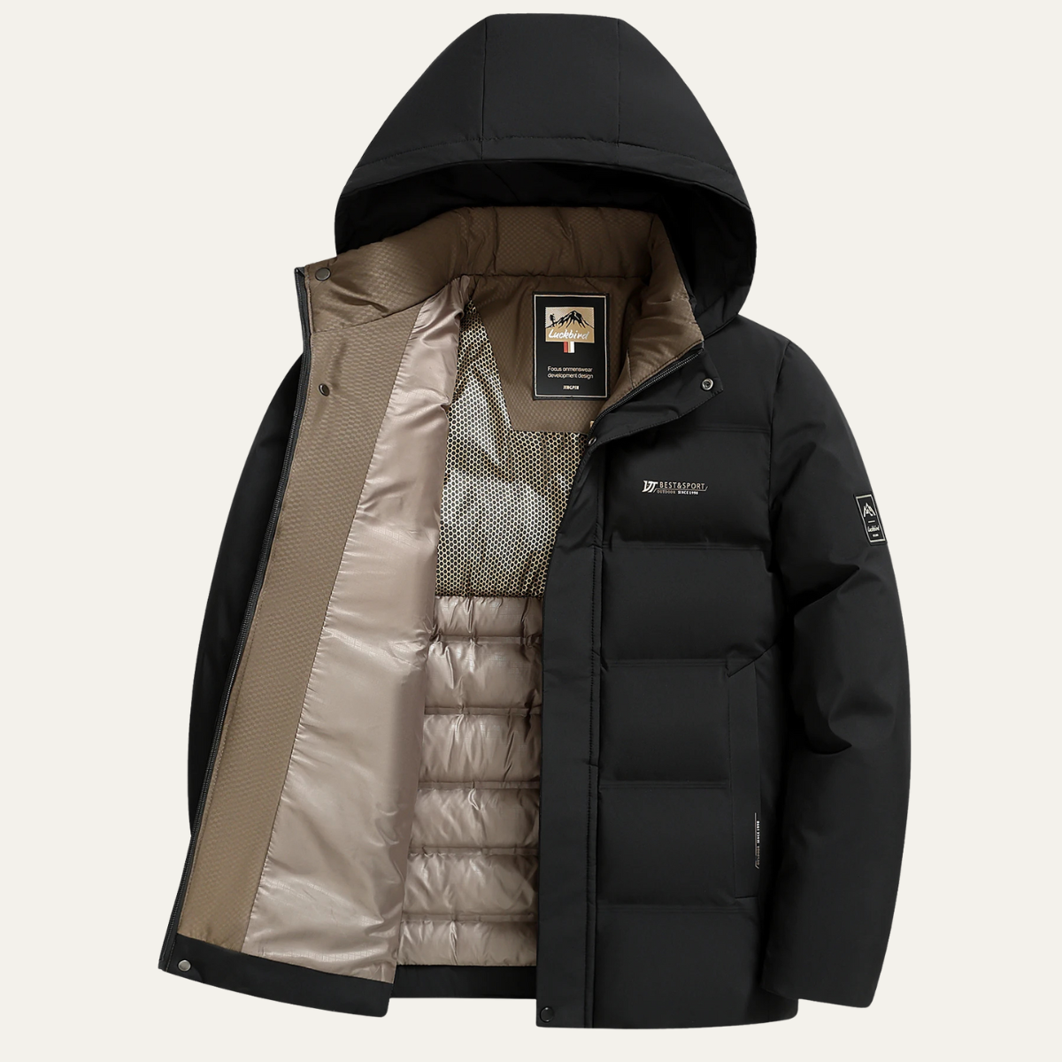 The Brunello Men’s Thick Cotton Padded Winter Jacket with Hood