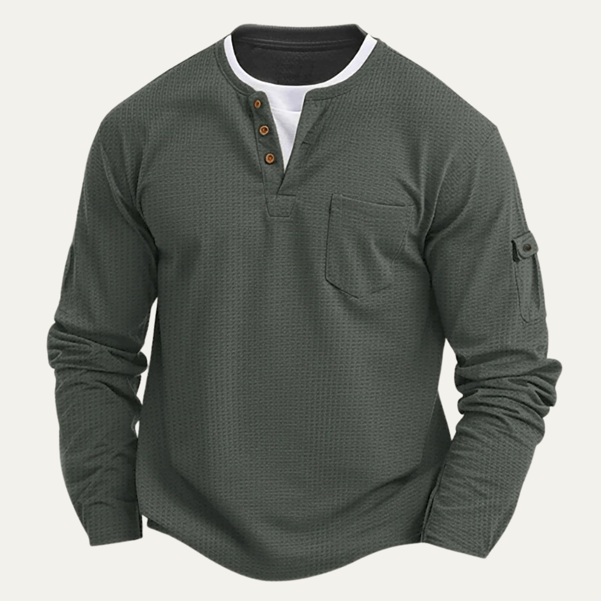 The Cedarbrook Creek Men’s Waffle Henley Buttop Up Causal T Shirt