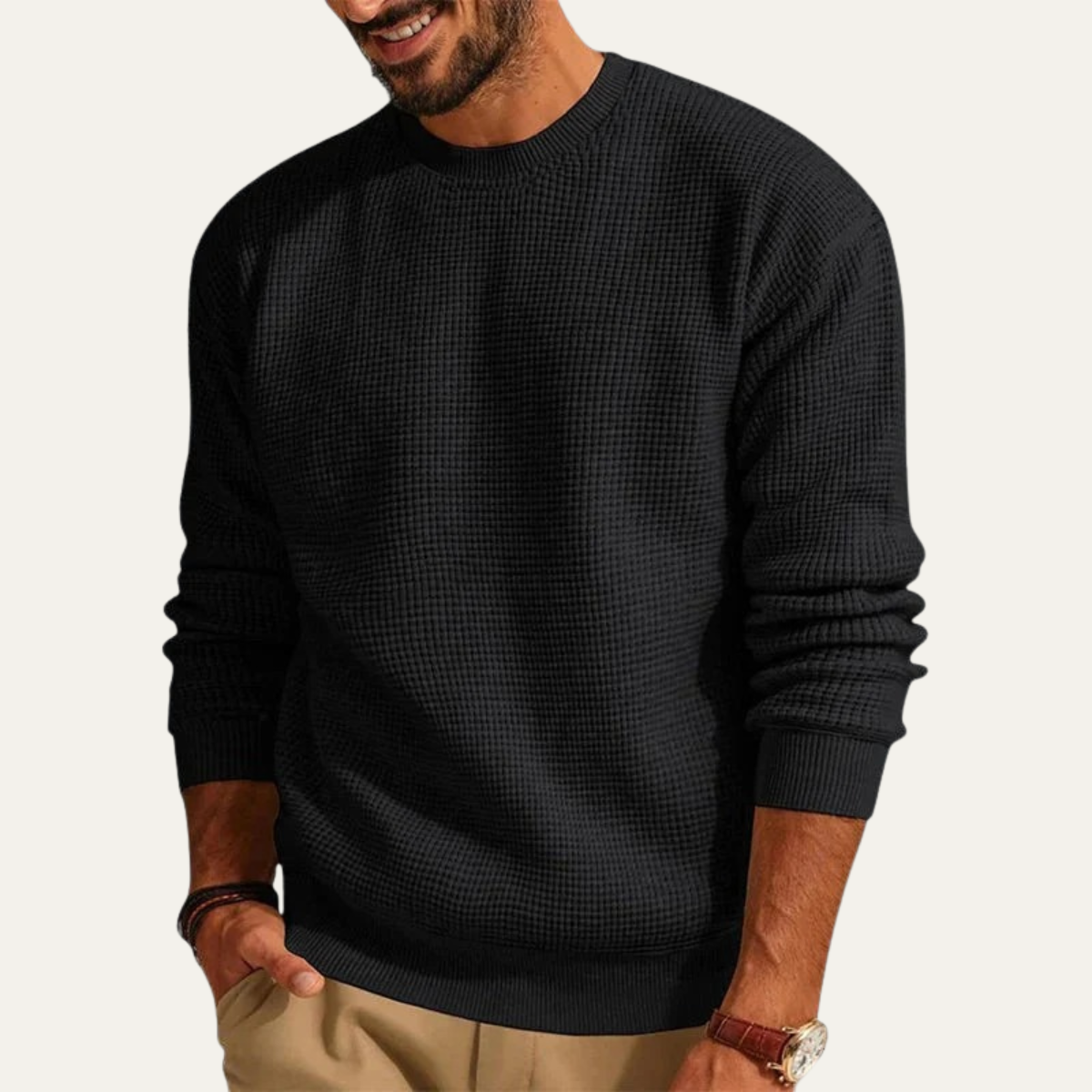 The Mayfair Men's Knit Sweater - Casual Textured Crew Neck